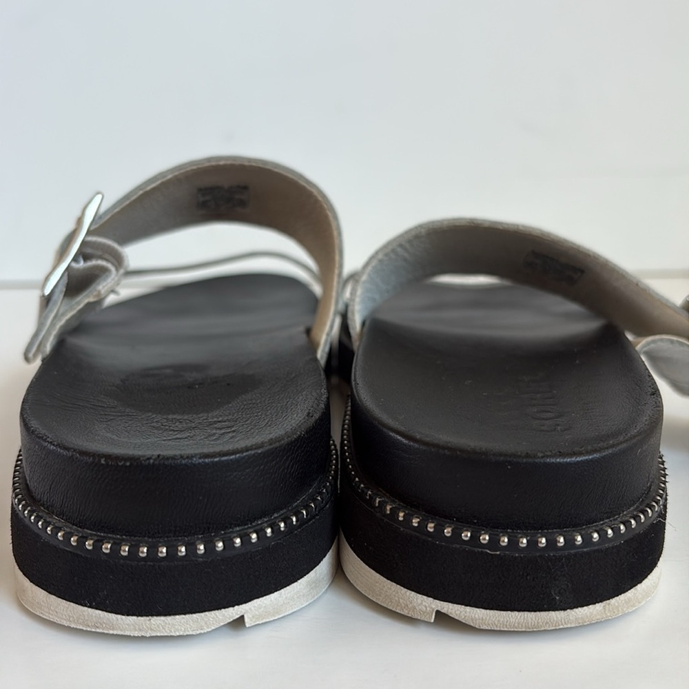 Sorel white Roaming Roaming Buckle Slides slide sandal slip on silver buckle - Picture 3 of 16